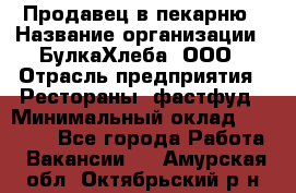 Продавец в пекарню › Название организации ­ БулкаХлеба, ООО › Отрасль предприятия ­ Рестораны, фастфуд › Минимальный оклад ­ 28 000 - Все города Работа » Вакансии   . Амурская обл.,Октябрьский р-н